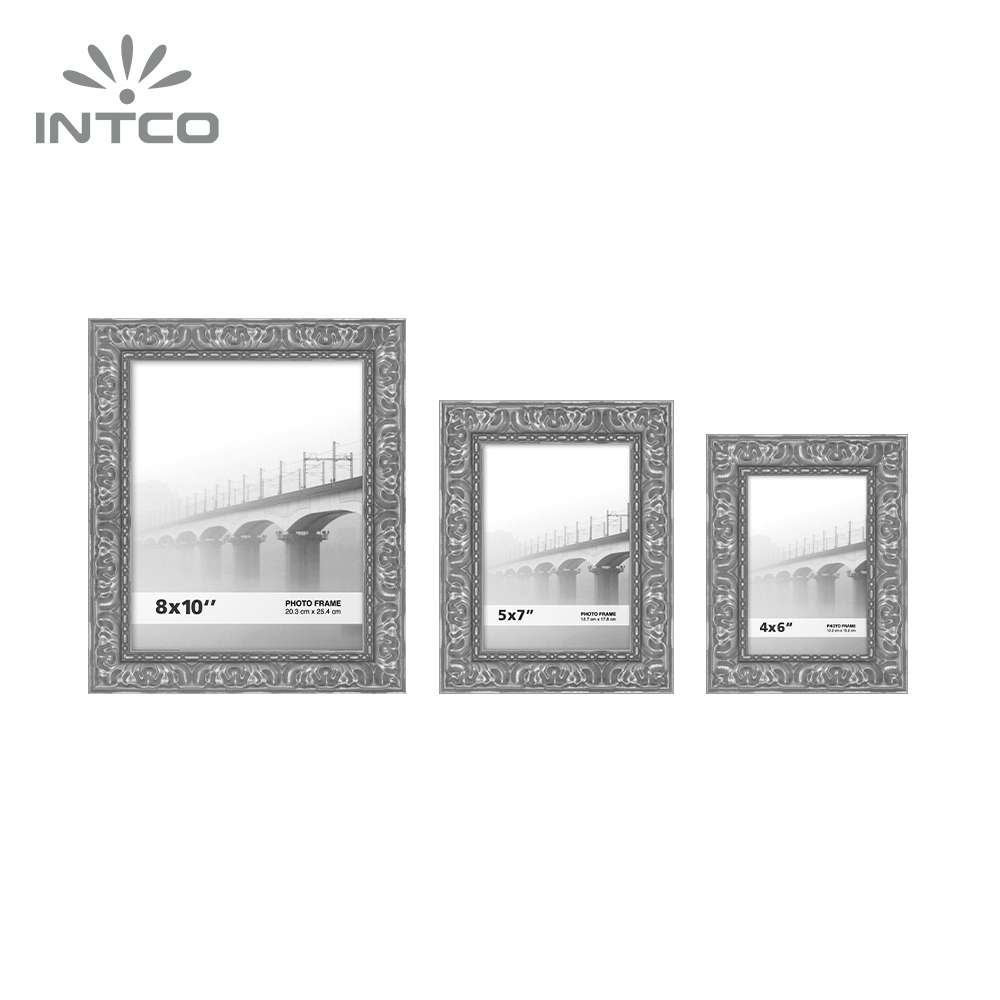 Intco silver picture frames come in multiple sizes